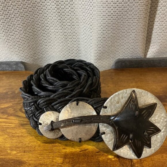 Unisex Black Woven Belt‎ w/Mixed Metal Buckle by Baer SF Made in the USA - Picture 4 of 5